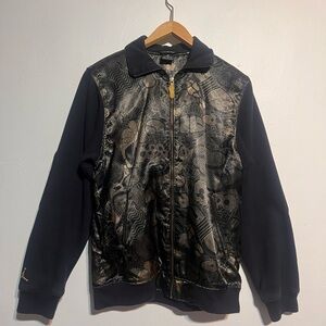 RARE Vintage Nike Air Jordan 12 Black & Gold Jacket Men’s Medium DMP Y2K AOP